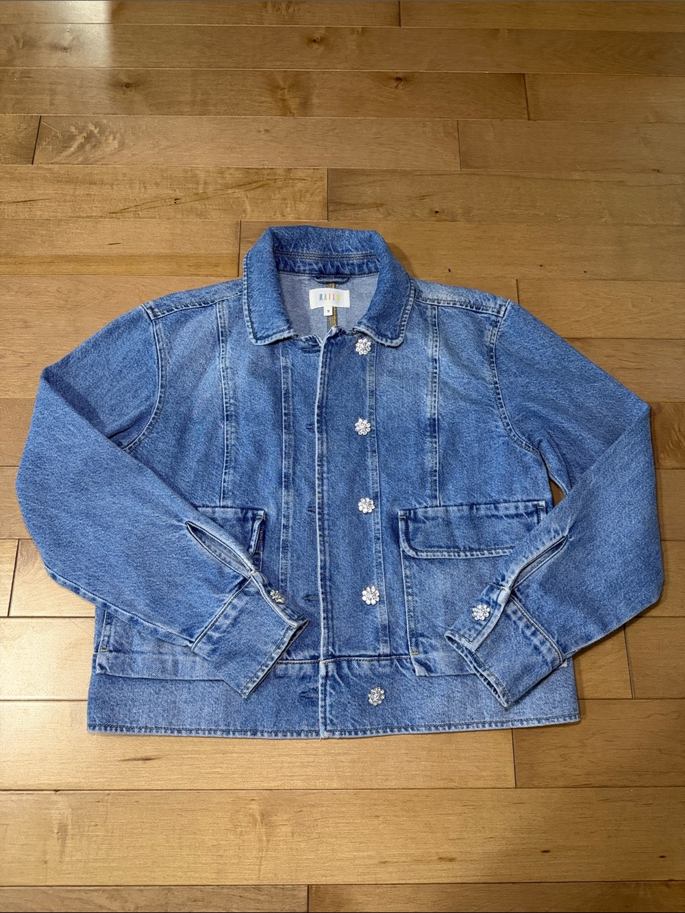RAILS Bianca Embellished-Button Denim Jacket | Size Small